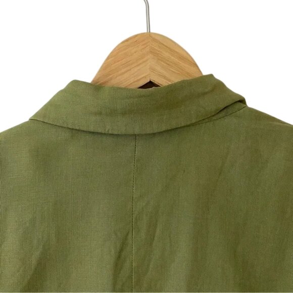 JH Collectibles green linen relaxed fit button closure blazer size US 10 - Picture 10 of 13